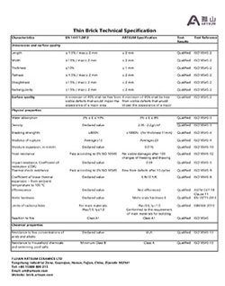 ARTSUM 얇은 벽돌 기술 사양